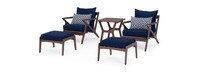 Vaughn™ 5 Piece Outdoor Club Chair and Ottoman Set - Navy Blue