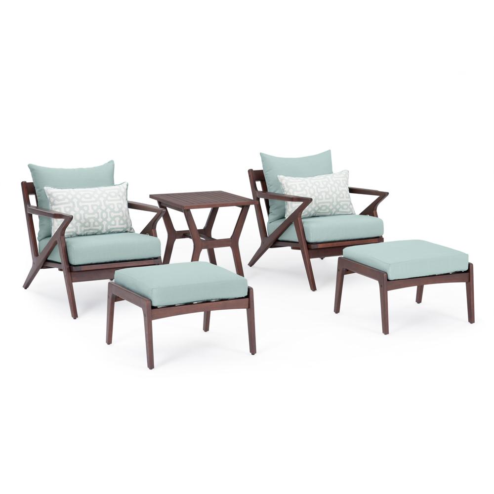 Vaughn™ 5 Piece Outdoor Club Chair and Ottoman Set - Spa Blue