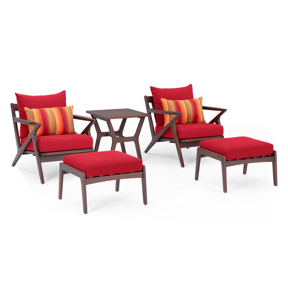 Vaughn™ 5 Piece Outdoor Club Chair and Ottoman Set - Sunset Red