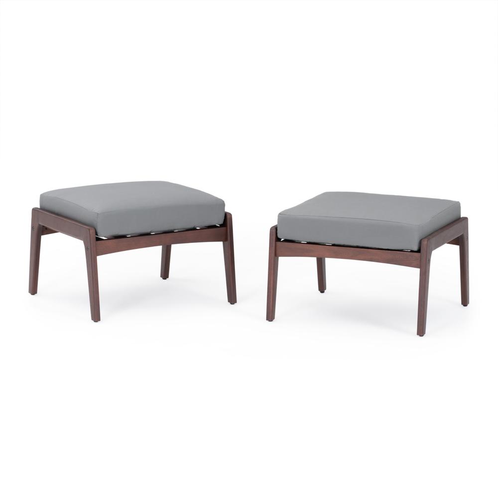 Vaughn™ Set of 2 Outdoor Club Ottomans - Charcoal Gray