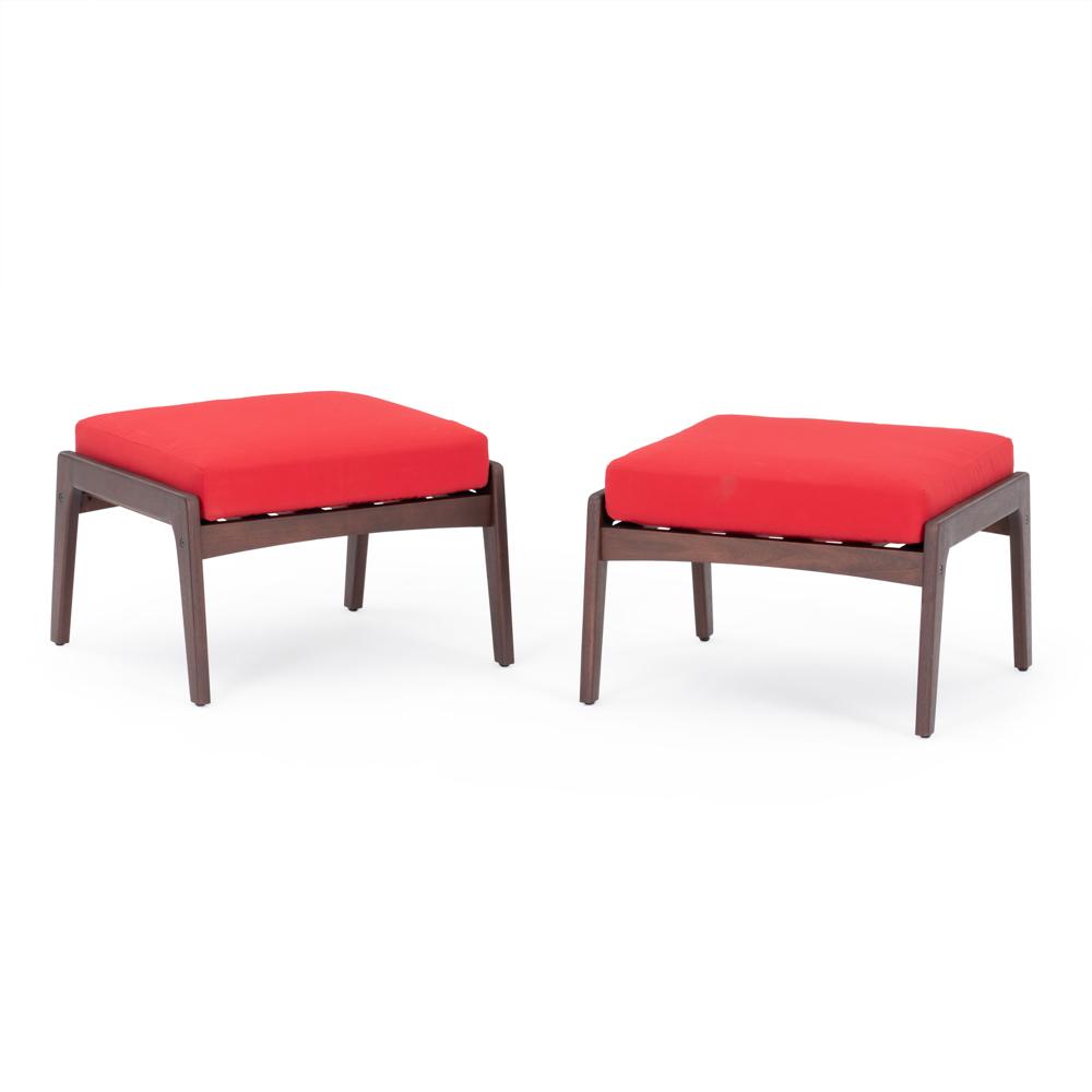 Vaughn™ Set of 2 Outdoor Club Ottomans - Sunset Red