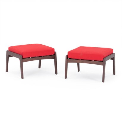 Vaughn™ Set of 2 Outdoor Club Ottomans - Sunset Red