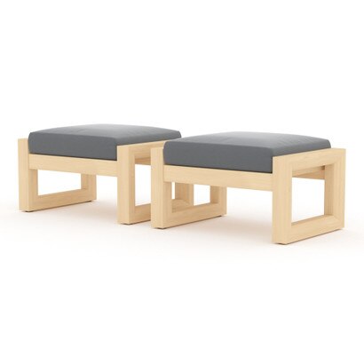 Benson™ Set of 2 Sunbrella® Outdoor Club Ottomans - Charcoal Gray