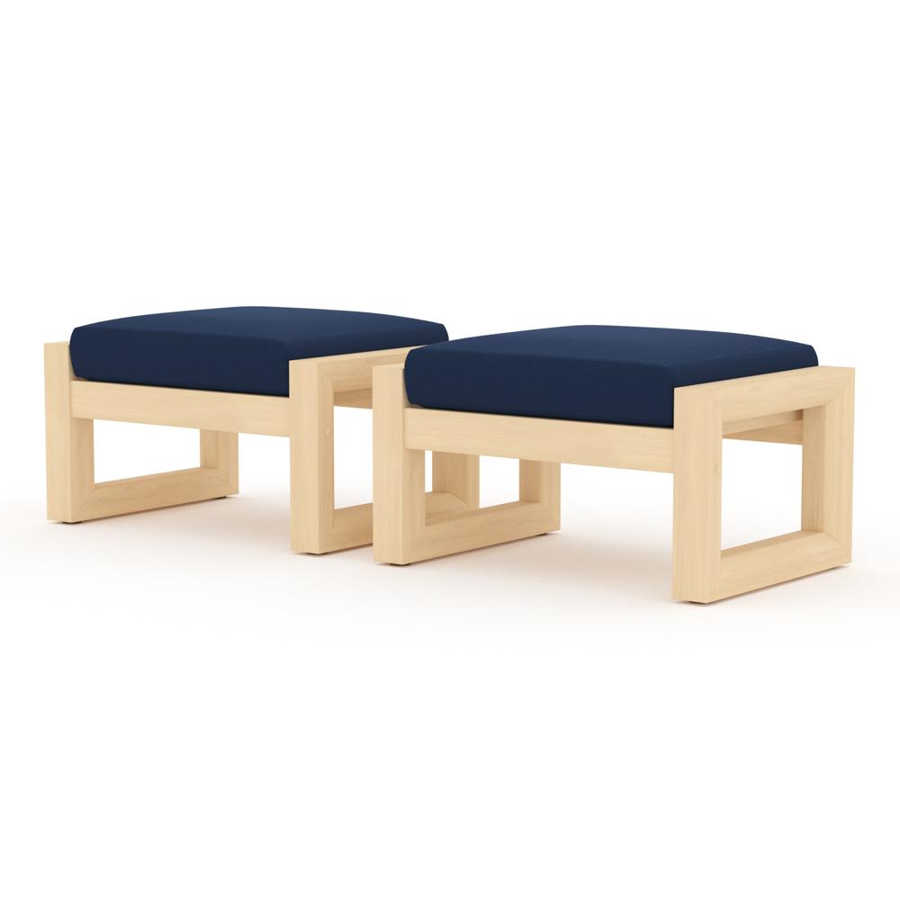 Benson™ Set of 2 Sunbrella® Outdoor Club Ottomans - Navy Blue
