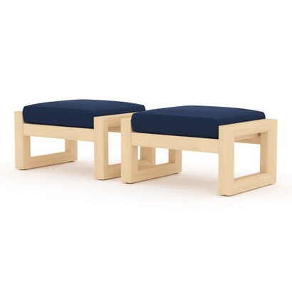 Benson™ Set of 2 Sunbrella® Outdoor Club Ottomans - Navy Blue