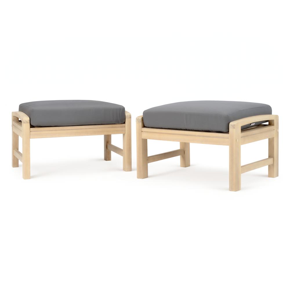 Kooper™ Set of 2 Sunbrella® Outdoor Club Ottomans - Charcoal Gray