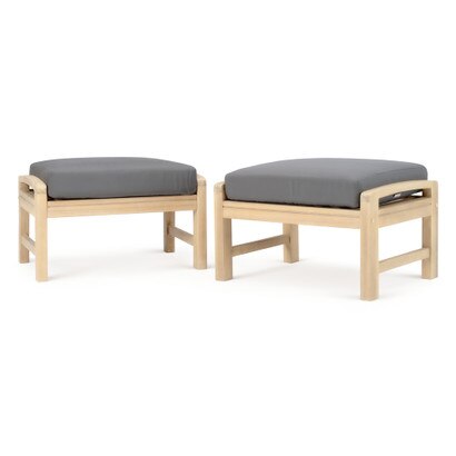 Kooper™ Set of 2 Sunbrella® Outdoor Club Ottomans - Charcoal Gray