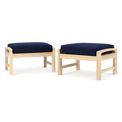 Kooper™ Set of 2 Sunbrella® Outdoor Club Ottomans - Navy Blue