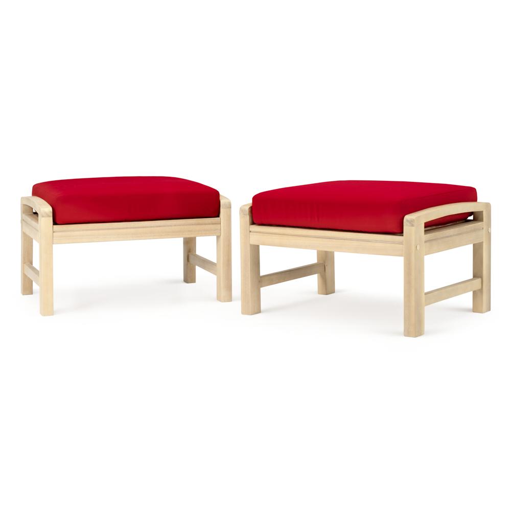 Kooper™ Club Ottomans - Sunset Red