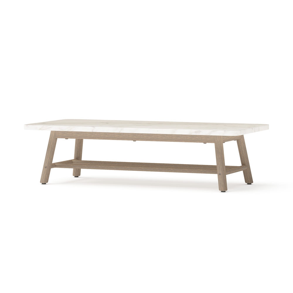 Diamondback Acacia Wood Outdoor Patio Coffee Table with Cement Top - Unique Gray