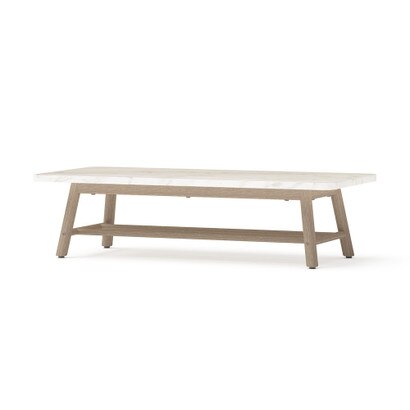Diamondback Acacia Wood Outdoor Patio Coffee Table with Cement Top - Unique Gray