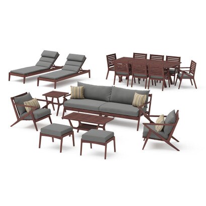 Vaughn 18 Piece Sunbrella® Outdoor Patio Estate Collection - Charcoal Gray
