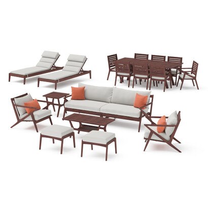 Vaughn 18 Piece Sunbrella® Outdoor Patio Estate Collection - Cast Coral