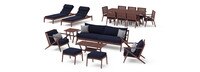 Vaughn 18 Piece Sunbrella® Outdoor Patio Estate Collection - Navy Blue