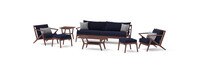 Vaughn 18 Piece Sunbrella® Outdoor Patio Estate Collection - Navy Blue