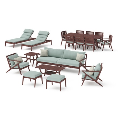 Vaughn 18 Piece Sunbrella® Outdoor Patio Estate Collection - Spa Blue