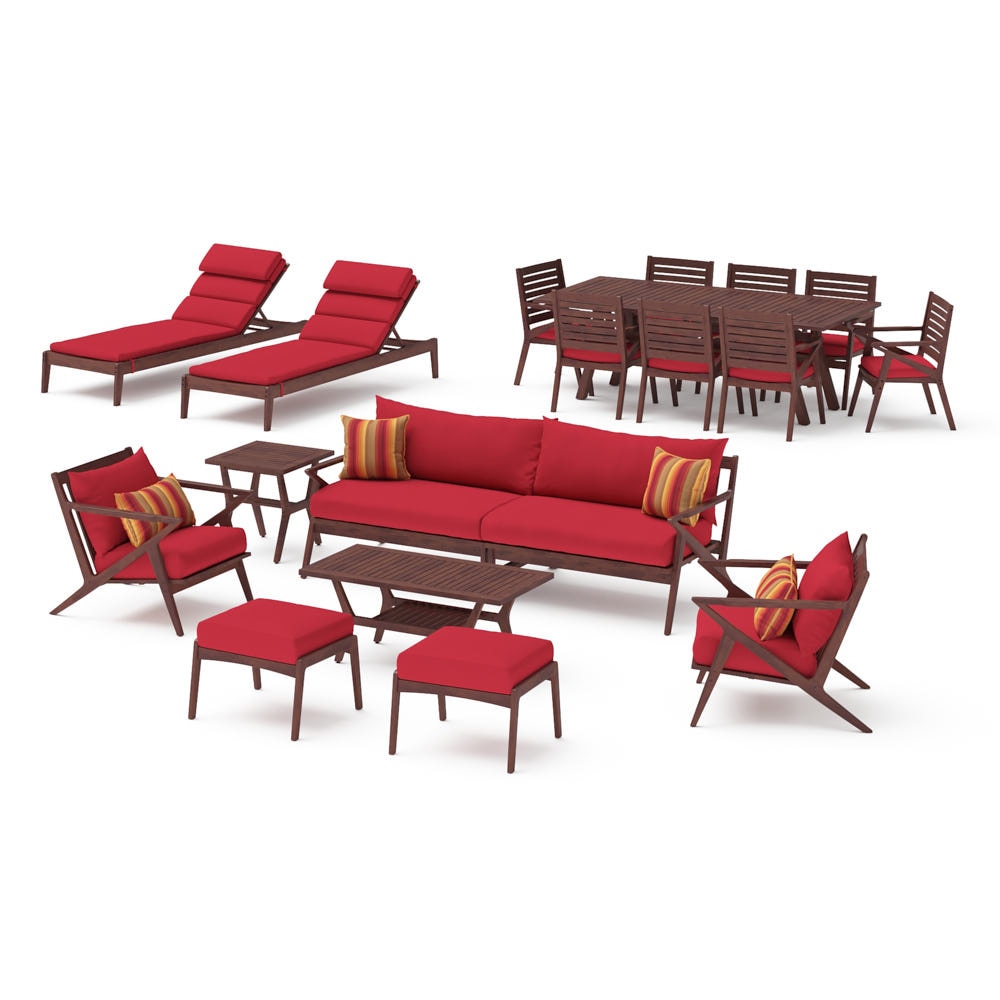 Vaughn 18 Piece Sunbrella® Outdoor Patio Estate Collection - Sunset Red