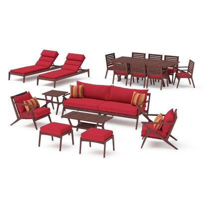 Vaughn 18 Piece Sunbrella® Outdoor Patio Estate Collection - Sunset Red