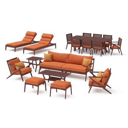 Vaughn 18 Piece Sunbrella® Outdoor Patio Estate Collection - Tikka Orange