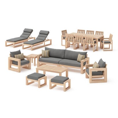 Benson 19 Piece Sunbrella® Outdoor Patio Estate Collection - Charcoal Gray