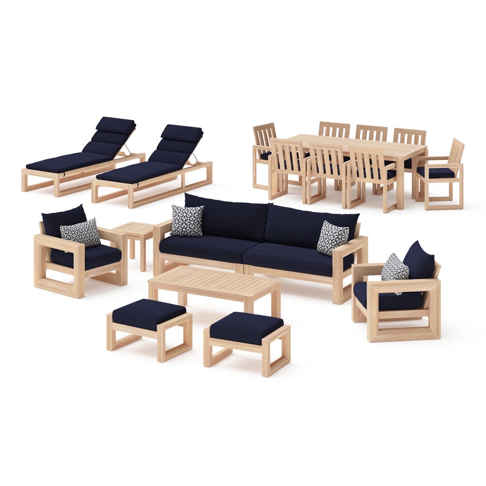 Benson 19 Piece Sunbrella® Outdoor Patio Estate Collection - Navy Blue
