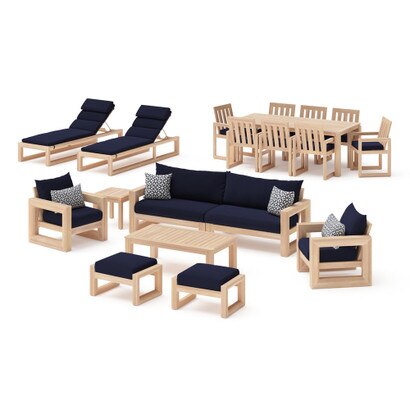 Benson 19 Piece Sunbrella® Outdoor Patio Estate Collection - Navy Blue