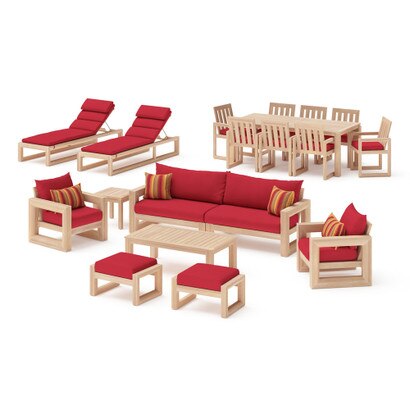 Benson 19 Piece Sunbrella® Outdoor Patio Estate Collection - Sunset Red