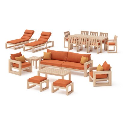 Benson 19 Piece Sunbrella® Outdoor Patio Estate Collection - Tikka Orange