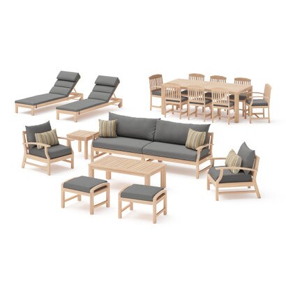 Kooper 19 Piece Sunbrella® Outdoor Patio Estate Collection - Charcoal Gray