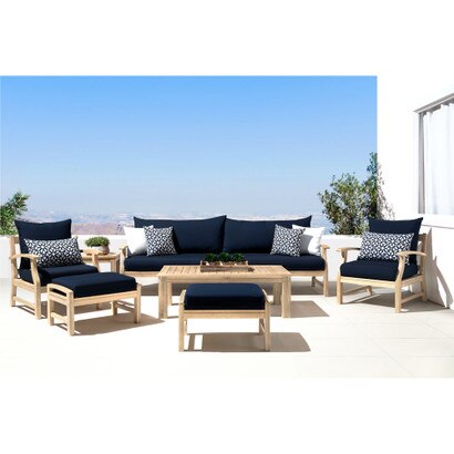 Kooper 19 Piece Sunbrella® Outdoor Patio Estate Collection - Navy Blue FREE SHIPPING