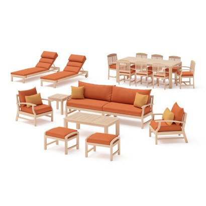 Kooper 19 Piece Sunbrella® Outdoor Patio Estate Collection - Tikka Orange