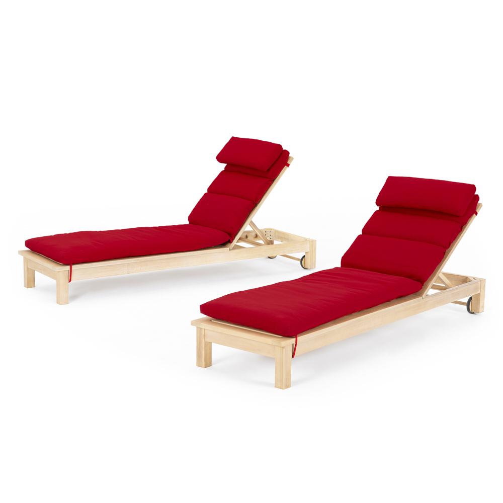 Kooper™ Set of 2 Sunbrella® Outdoor Chaise Lounges - Sunset Red