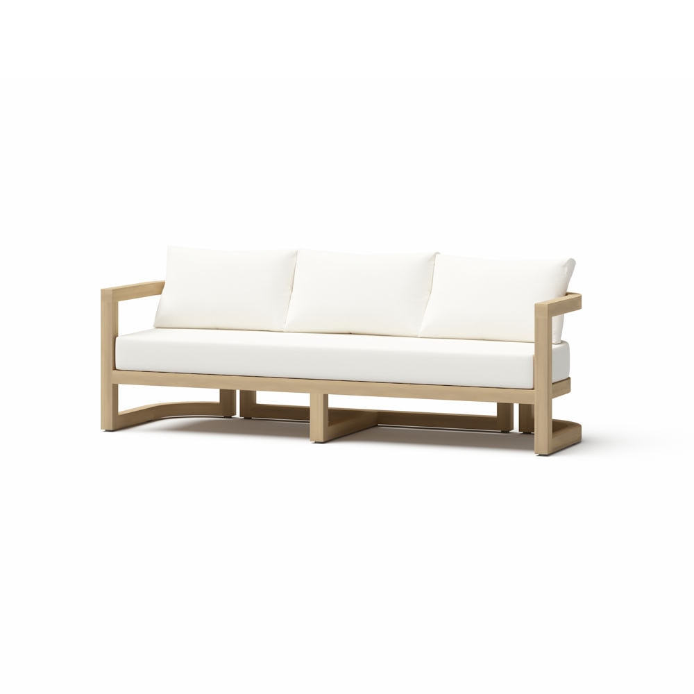 Sarpa Acacia Wood 91in Outdoor Patio Sofa - Linen White