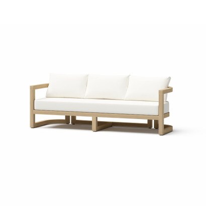 Sarpa Acacia Wood 91in Outdoor Patio Sofa - Linen White
