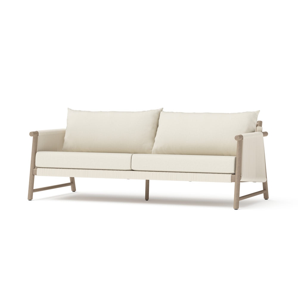 Diamondback Acacia Wood Outdoor Patio Sofa with Rope Wicker - Olefin Linen