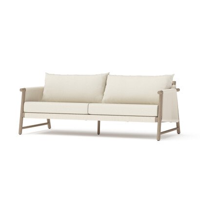 Diamondback Acacia Wood Outdoor Patio Sofa with Rope Wicker - Olefin Linen