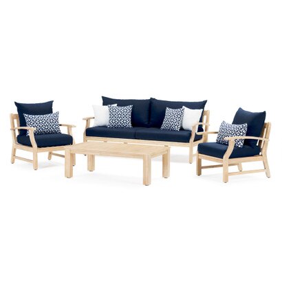 Kooper™ 4 Piece Sunbrella® Outdoor Sofa & Club Chair Set - Navy Blue