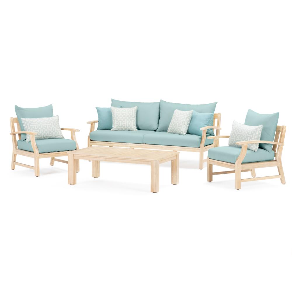 Kooper™ 4 Piece Sunbrella® Outdoor Sofa & Club Chair Set - Spa Blue