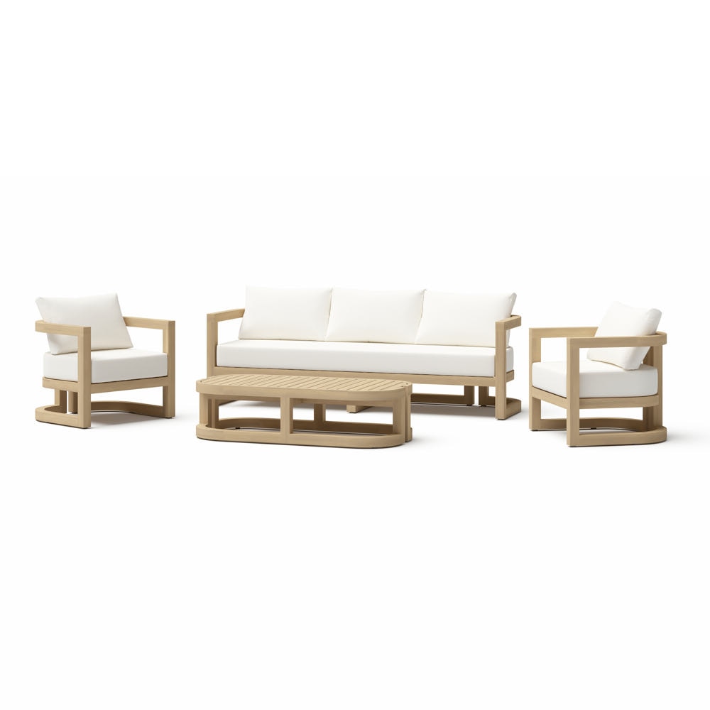 Sarpa 4 Piece Acacia Wood Outdoor Patio Seating Set - Linen White