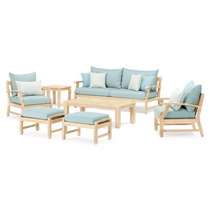 Kooper™ 7 Piece Sunbrella® Outdoor Sofa & Club Chair Set - Spa Blue