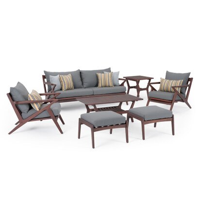 Vaughn™ 7 Piece Outdoor Sofa and Club Chair Set - Charcoal Gray