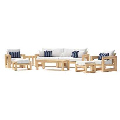 Benson™ 8 Piece Sunbrella® Outdoor Sofa & Club Chair Set - Centered Ink