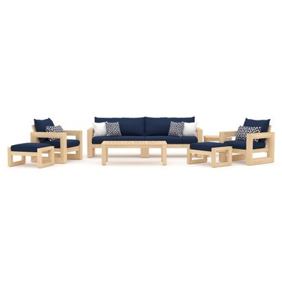 Benson™ 8 Piece Sunbrella® Outdoor Sofa & Club Chair Set - Navy Blue