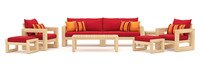 Benson™ 8 Piece Sofa & Club Chair Set - Sunset Red