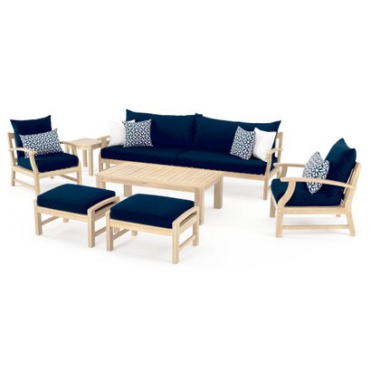 Kooper™ 8 Piece Sunbrella® Outdoor Sofa & Club Chair Set - Navy Blue