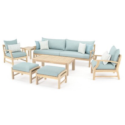 Kooper™ 8 Piece Sunbrella® Outdoor Sofa & Club Chair Set - Spa Blue