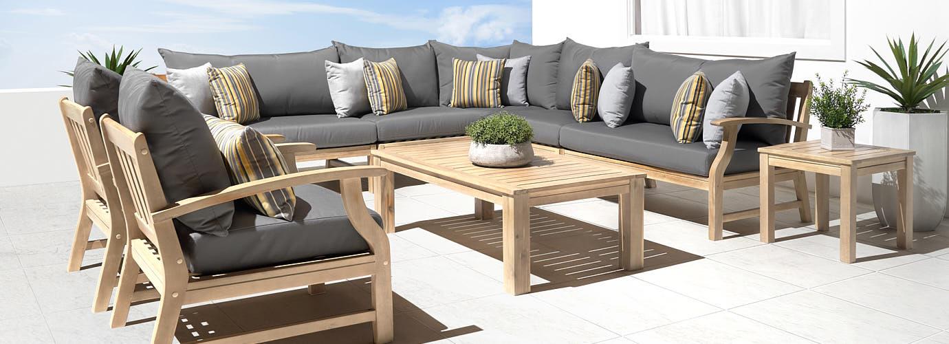 Kooper 9 Piece Sunbrella Outdoor Seating Set - Thumbnail 5