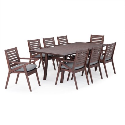 Vaughn™ 9 Piece Sunbrella® Outdoor Dining Set - Charcoal Gray