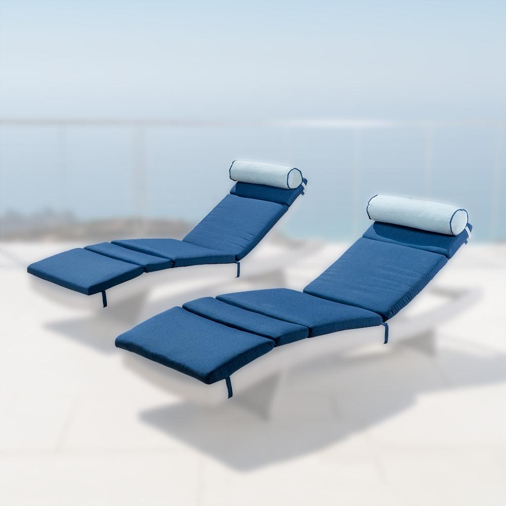Portofino® Comfort Set of 2 Sunbrella® Outdoor Lounger Cushions - Laguna Blue