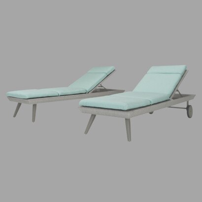 Portofino® Casual Set of 2 Sunbrella® Outdoor Lounger Cushions - Spa Blue